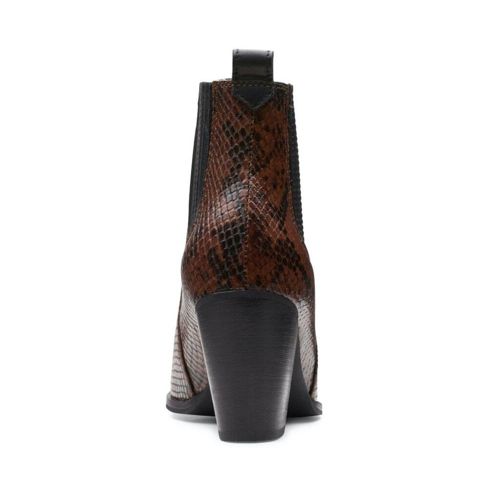 Clarks West Lo Dark Tan Snake Leather Heeled Booties - Picture 11 of 16